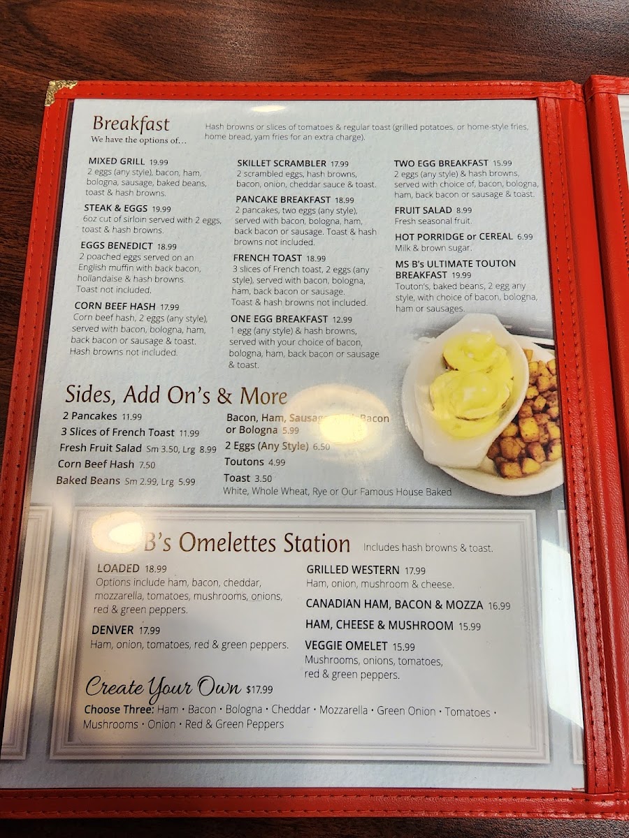 Ms. B's Family Restaurant Menu - Image 1